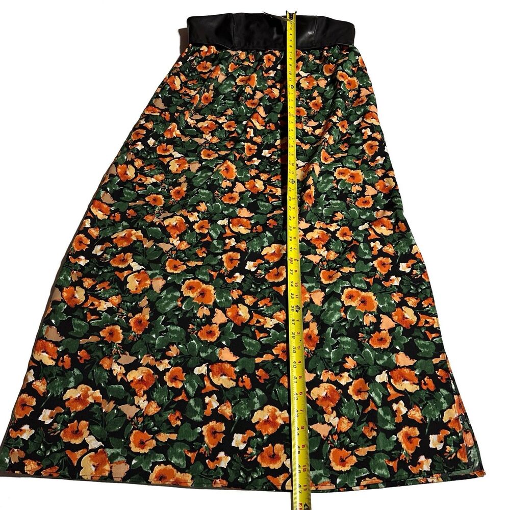 Anthropologie Mare Mare Faux Leather Floral Maxi Dress Side Slit Strapless L NWT - Picture 14 of 14